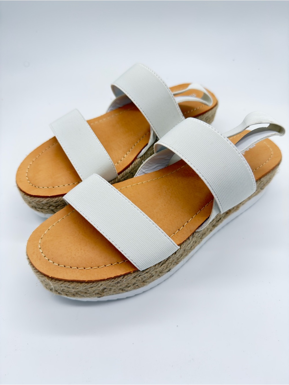 Madden Girl White Double-Strap Espadrille Platform Sandals